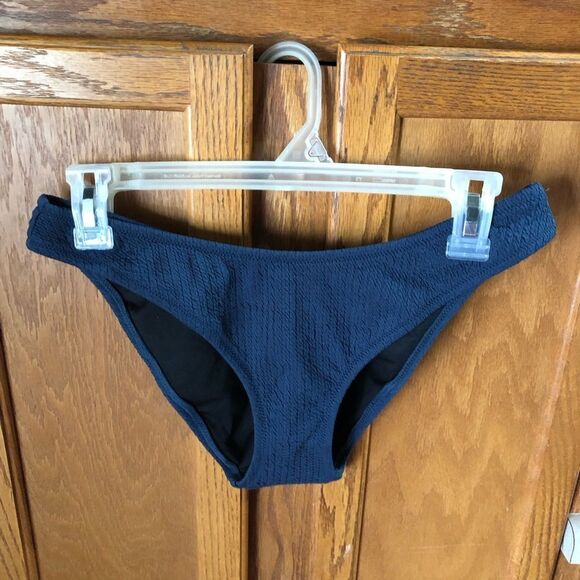 J Crew Textured Cheeky Bikini Bottom Navy Blue - S - Picture 3 of 9
